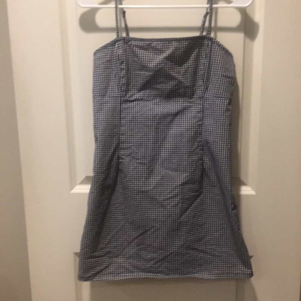 Garage womens Gingham mini Dress side zip adjust spaghetti straps size S
